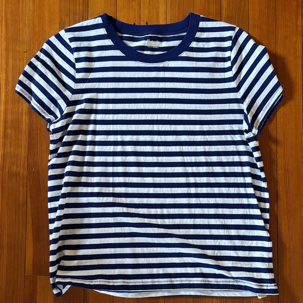 Madewell Navy and White Striped Tee